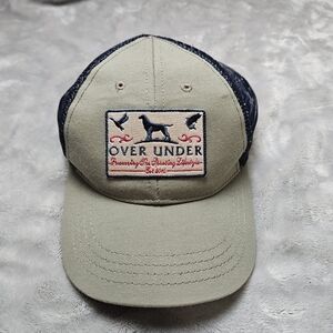 Over Under Trucker Hat – Dog & Duck Patch – Beige/Navy